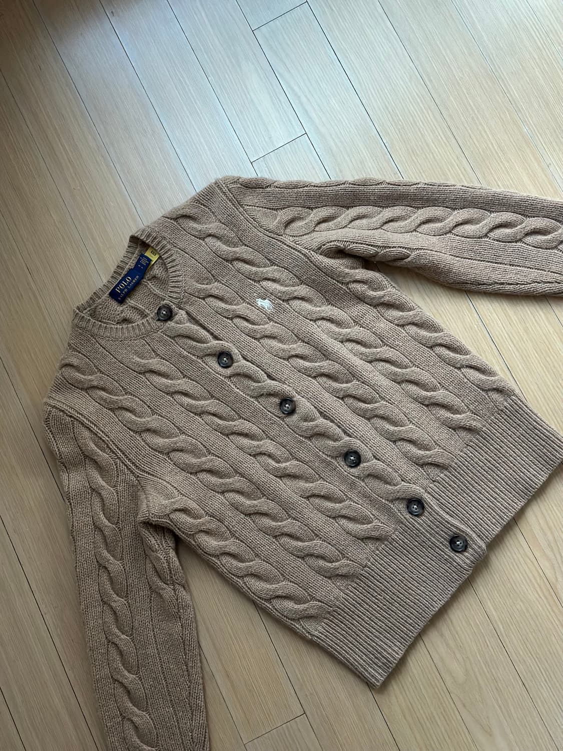 폴로 울 블렌드 수지 가디건 카멜 S 상품이미지6