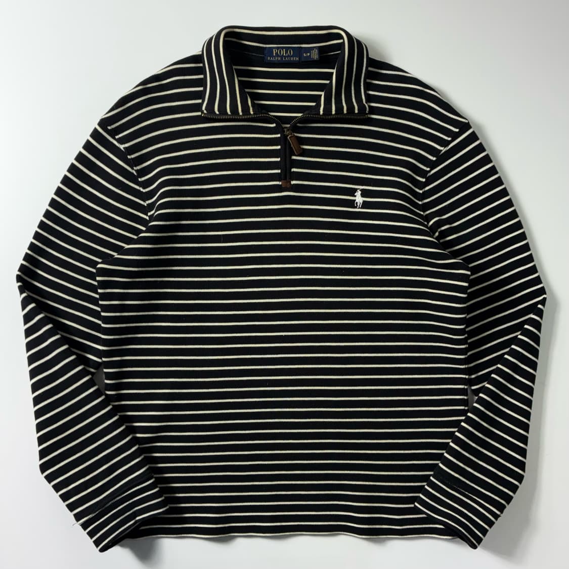 Polo  폴로 랄프로렌 자수 코튼 스트라이프 반집업 니트  상품이미지1