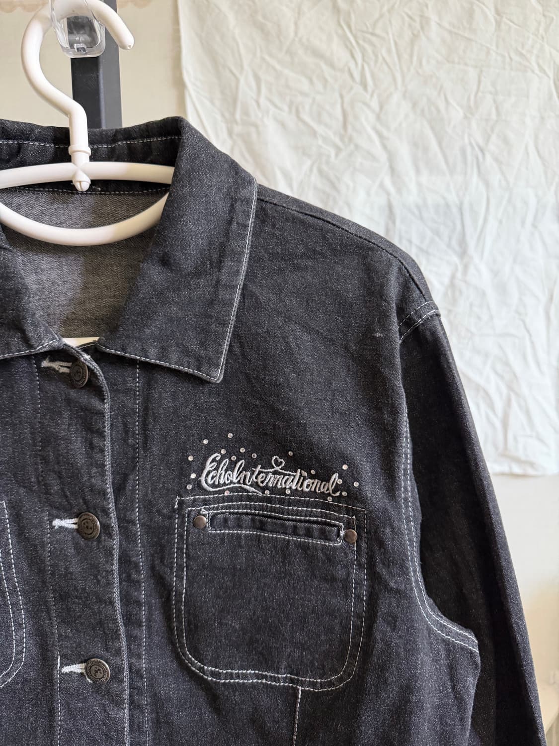 자수 큐빅 디테일 걸스 데님자켓 상품이미지2