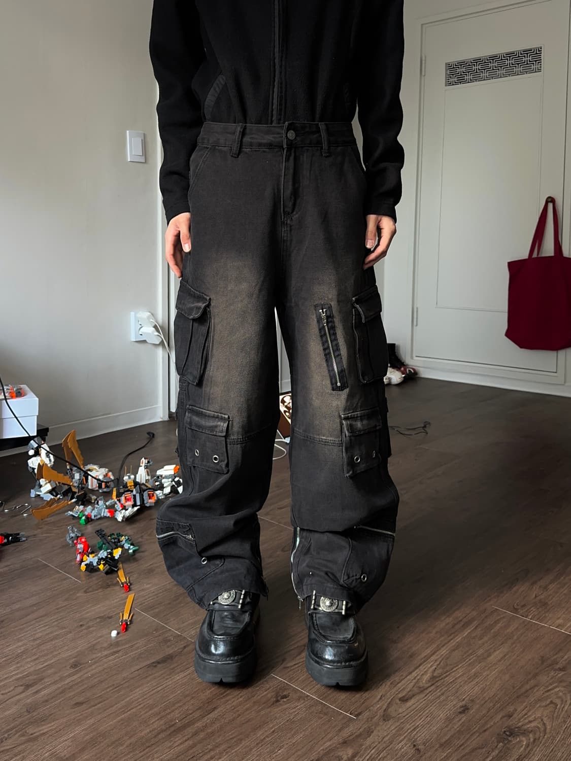 Meim 루즈 데님 카고 팬츠 상품이미지1