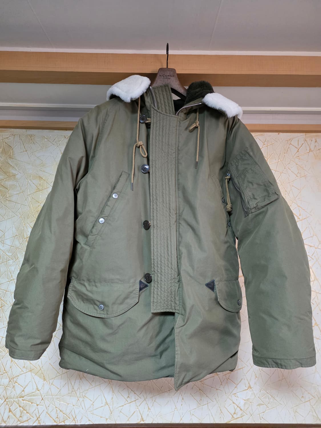 24fw 비헤비어 N3B 덕다운 패딩 밀 파카 세이지올리브 사이즈 3 라 상품이미지3