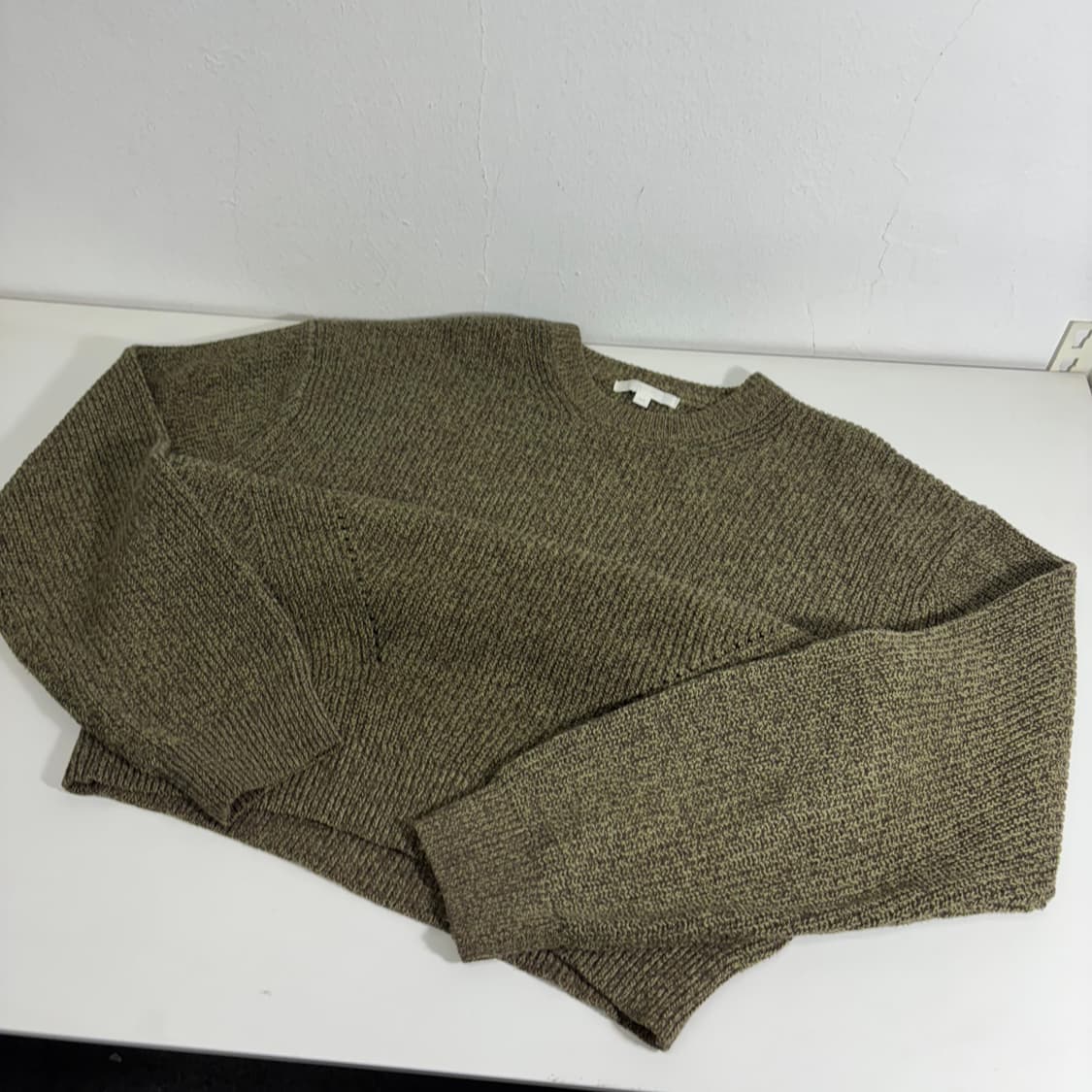 M 100 키뮤어 카키그린 루즈오버핏 라운드 면니트 상품이미지2