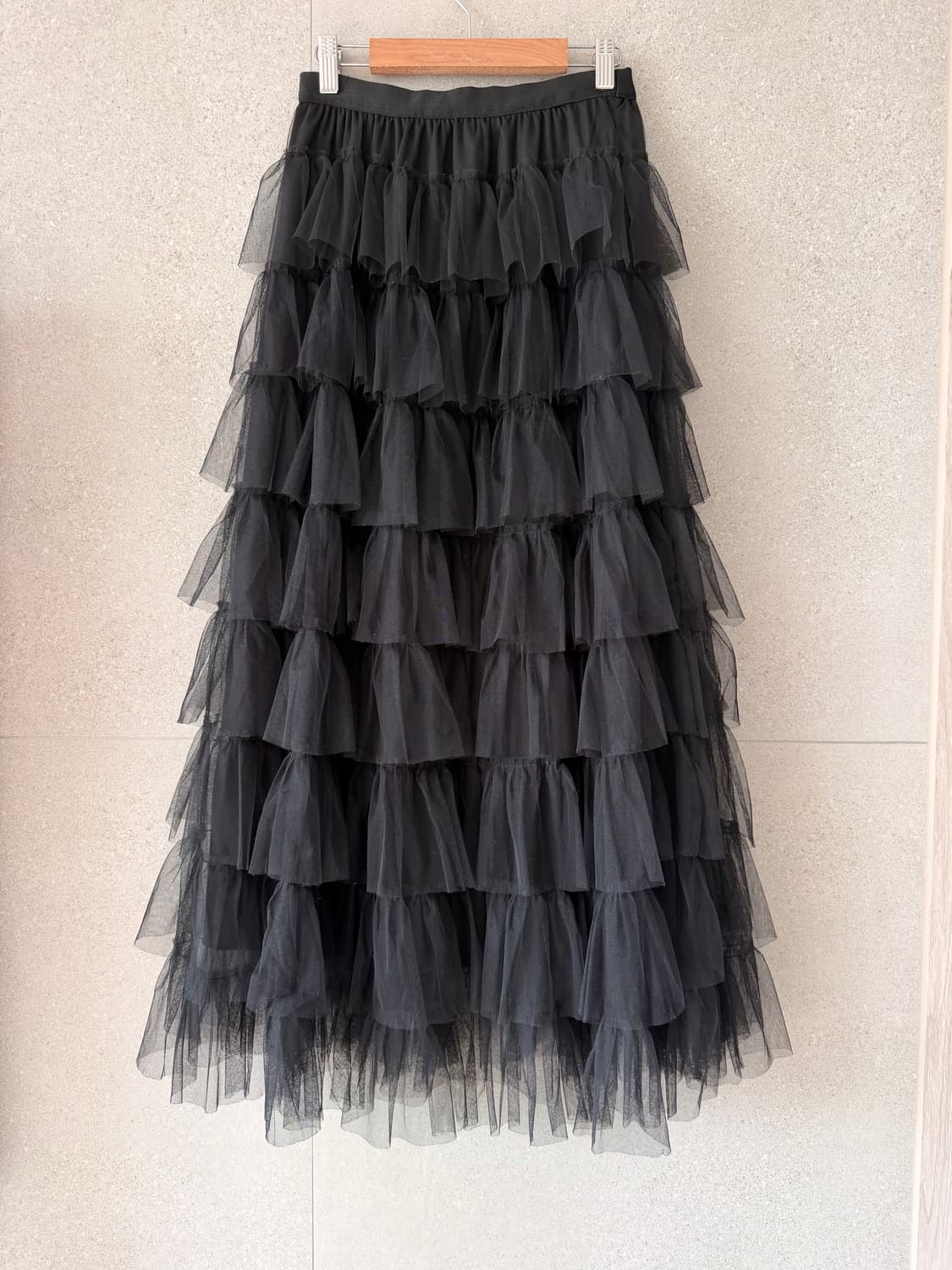 캉캉 블랙 쉬폰 롱 스커트 상품이미지3