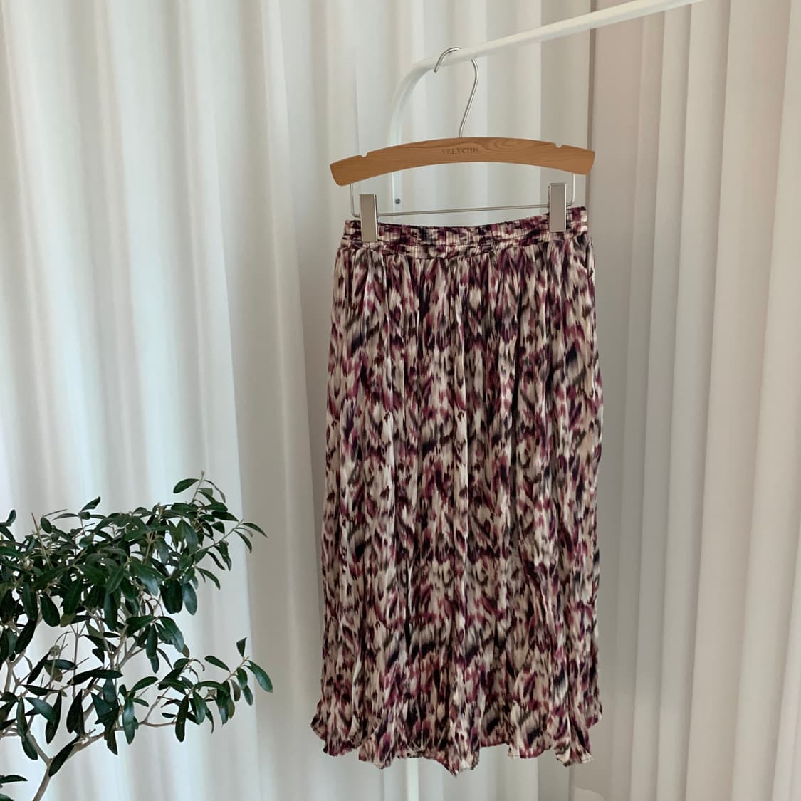 빈티지 이자벨마랑 스타일 핑크 레오파드 패턴 플리츠 롱스커트 상품이미지1