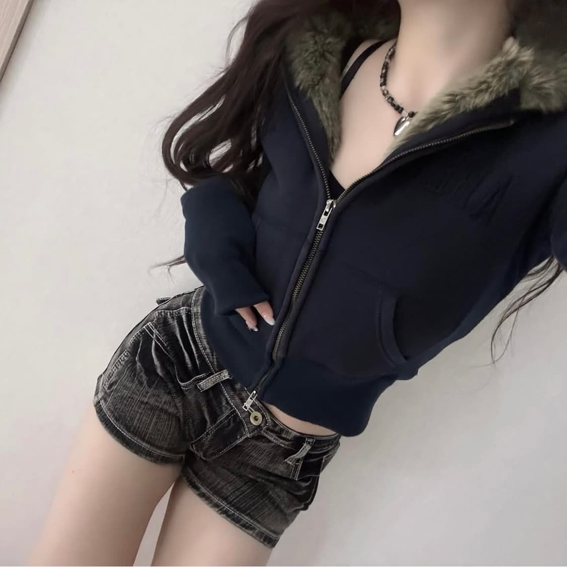 대대장 딱붙투웨이 아베크롬비 퍼 울프조 울프죠 후드집업 딥네이비 상품이미지1