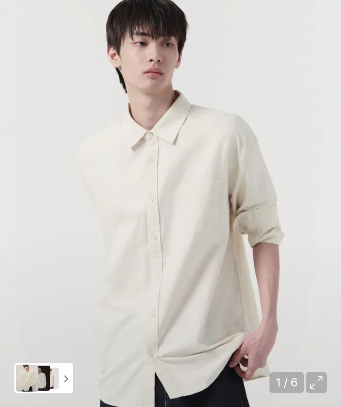 [M] 무신사 스탠다드 무탠타드 릴렉스핏 옥스포드 셔츠 크림 상품이미지1