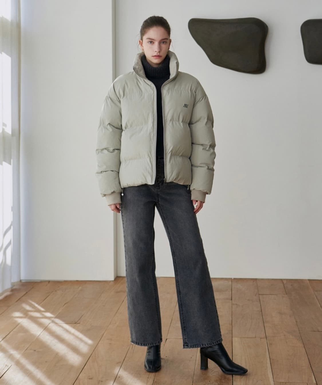 닉앤니콜 푸퍼 숏패딩 그레이 파카 경량패딩 상품이미지2