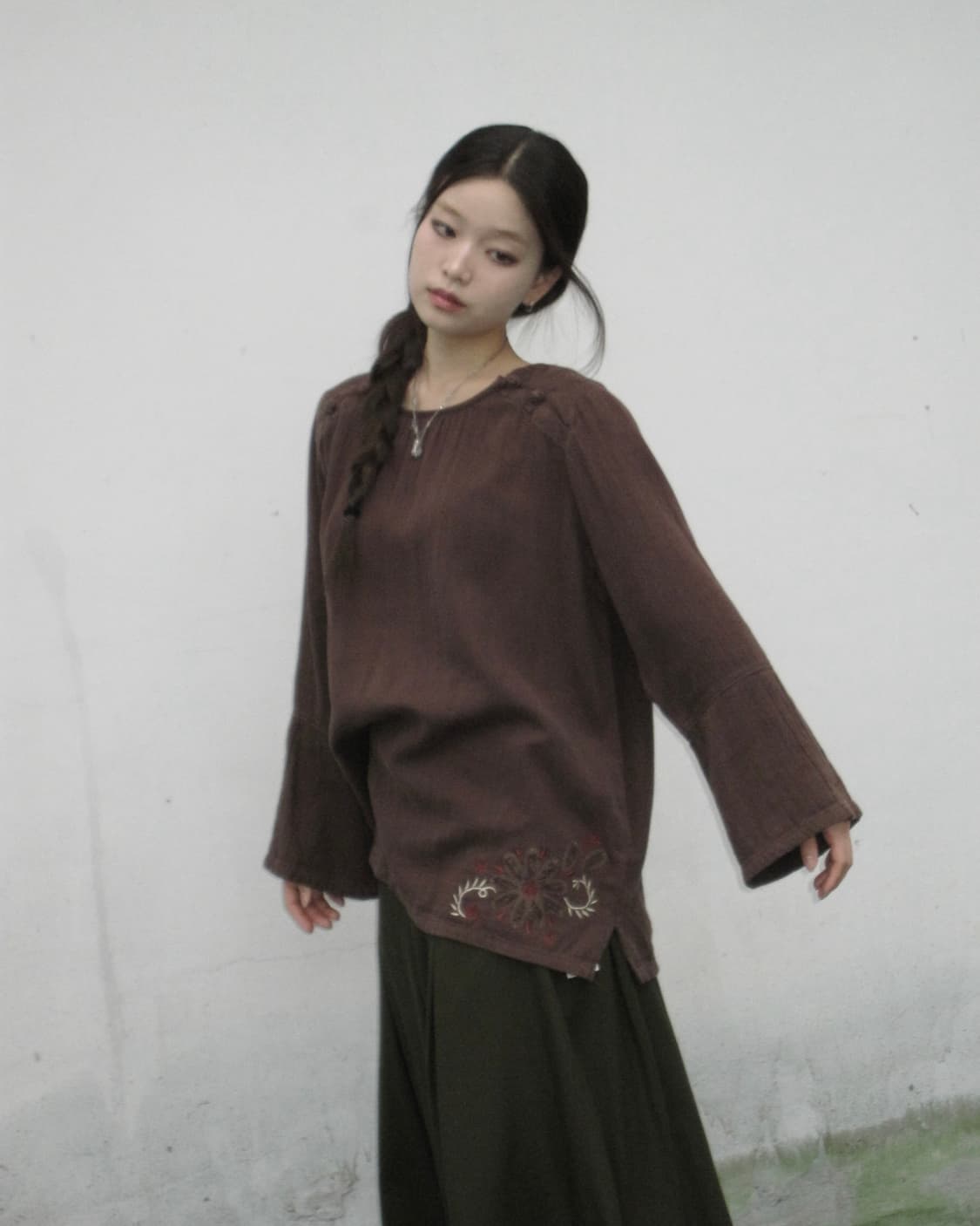 브라운 보호 블라우스  상품이미지1