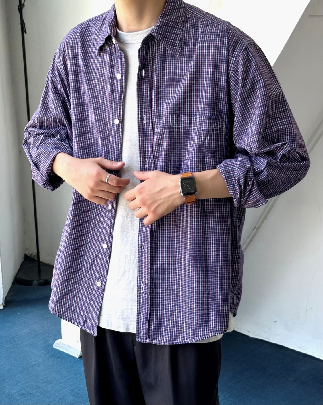 High count cotton check L/S shirt 상품이미지8