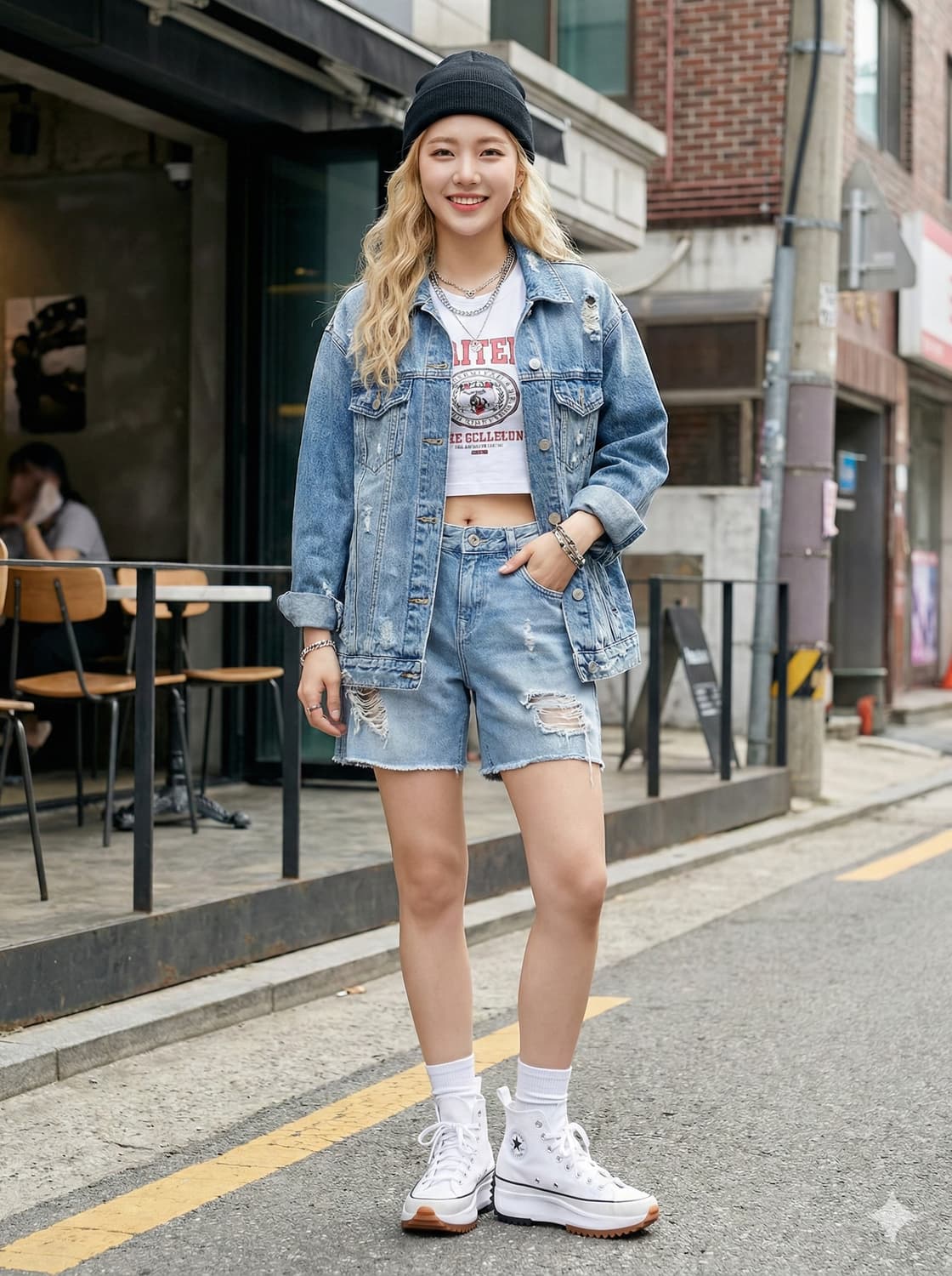 타미힐피거 데님 RIKA 디스트로이드 숏팬츠 상품이미지1