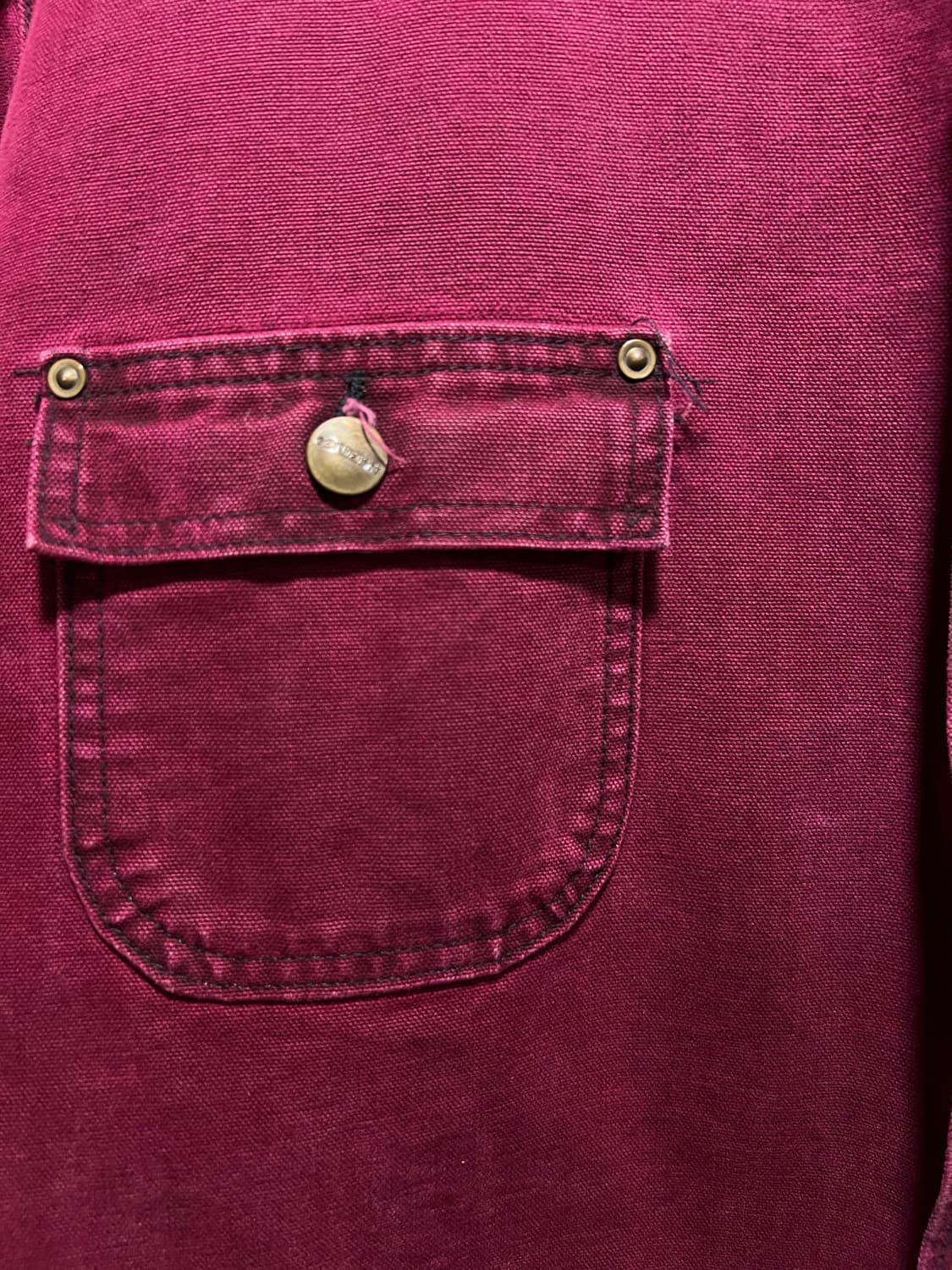 [XL]90's 칼하트 USA CB181 블랭킷 라이닝 루비 초어 자켓 상품이미지4