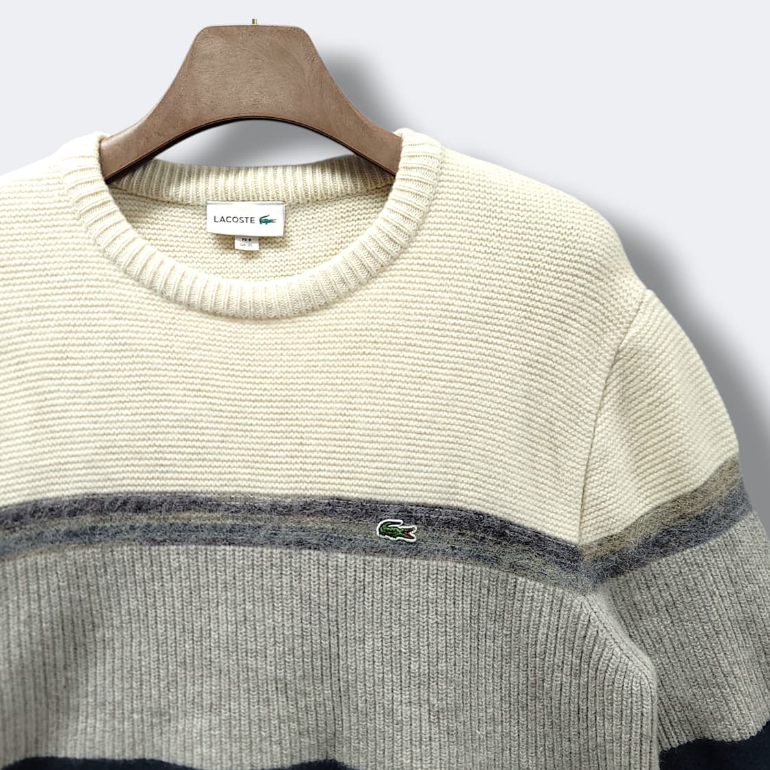 [110/XL] 라코스테 크림 스트라이프 멀티컬러 니트 상품이미지4