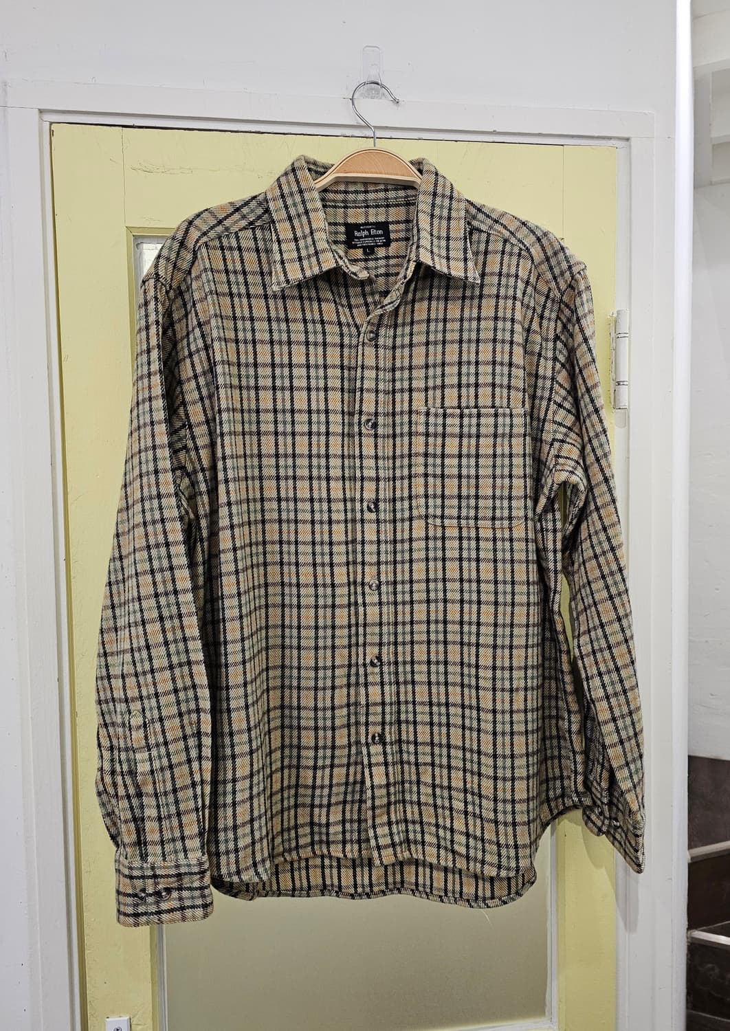 Ralph Eton 베이지 체크 플란넬 셔츠 상품이미지1