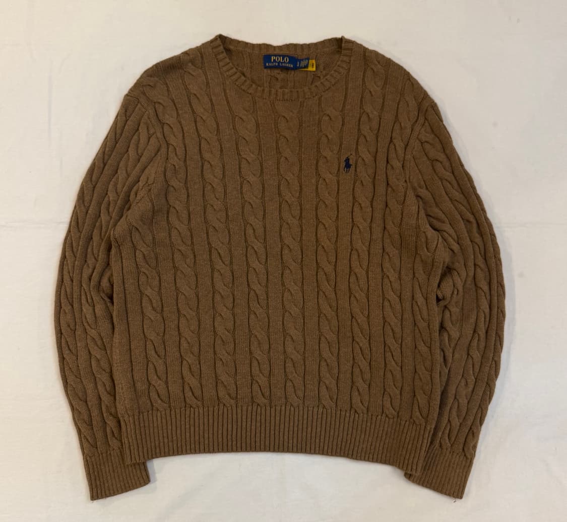 폴로 랄프로렌 꽈배기 케이블 니트 된장 브라운 상품이미지1