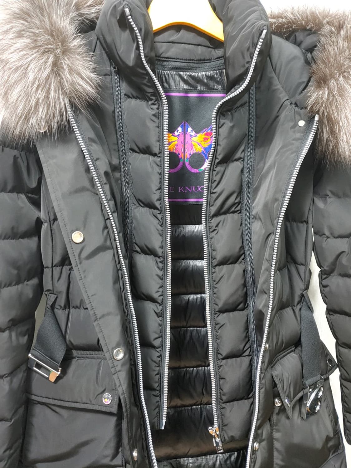 무스너클 롱 패딩 폭스퍼 후드 벨트 여성S 상품이미지4