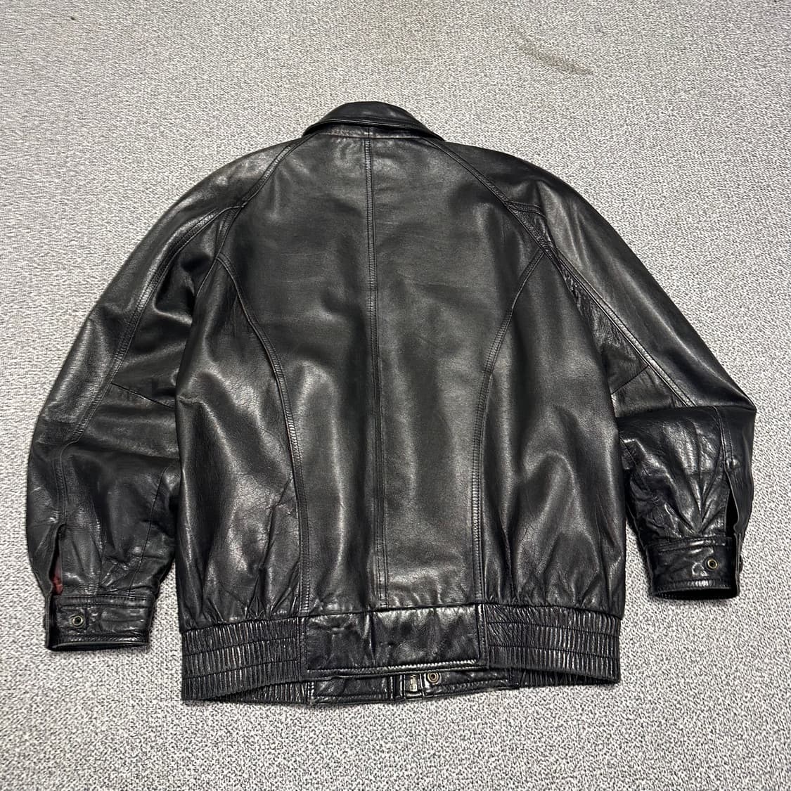블랙 레더 봄버 자켓 상품이미지3