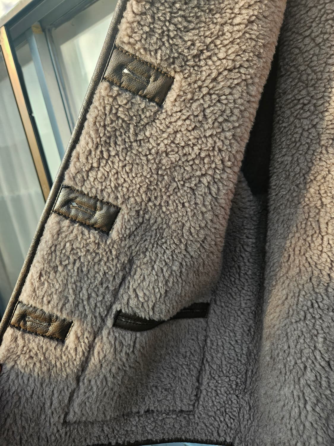 파사드패턴 빈티지 램스울 리버시블 무스탕 브라운 S, 1사이즈 상품이미지4