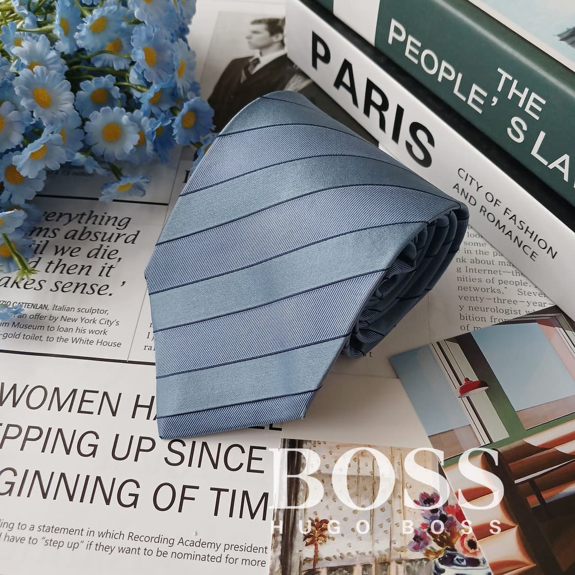 휴고보스 실크 블루 스트라이프 넥타이 9cm A~B등급 E892
 상품이미지2