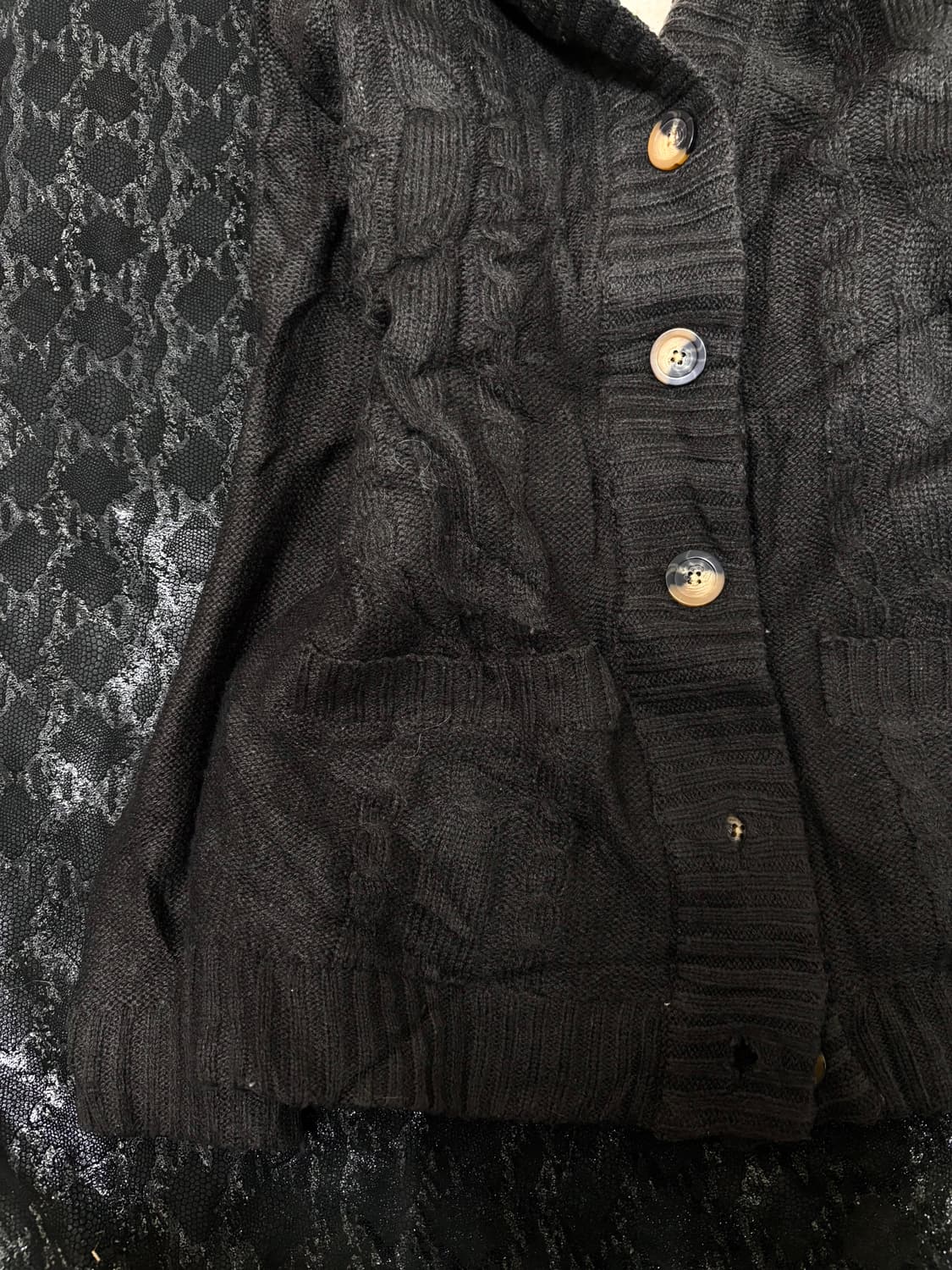 “Vintage”Grey Knit Hoodie Cardigan 상품이미지6