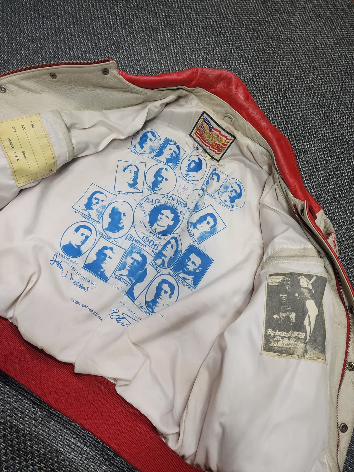 아메코 빈티지 가죽AMECO 스타디움 자켓 레드  XL 상품이미지2