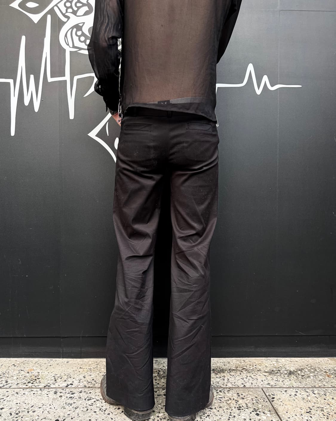 Black Wide Flare Slacks 상품이미지4