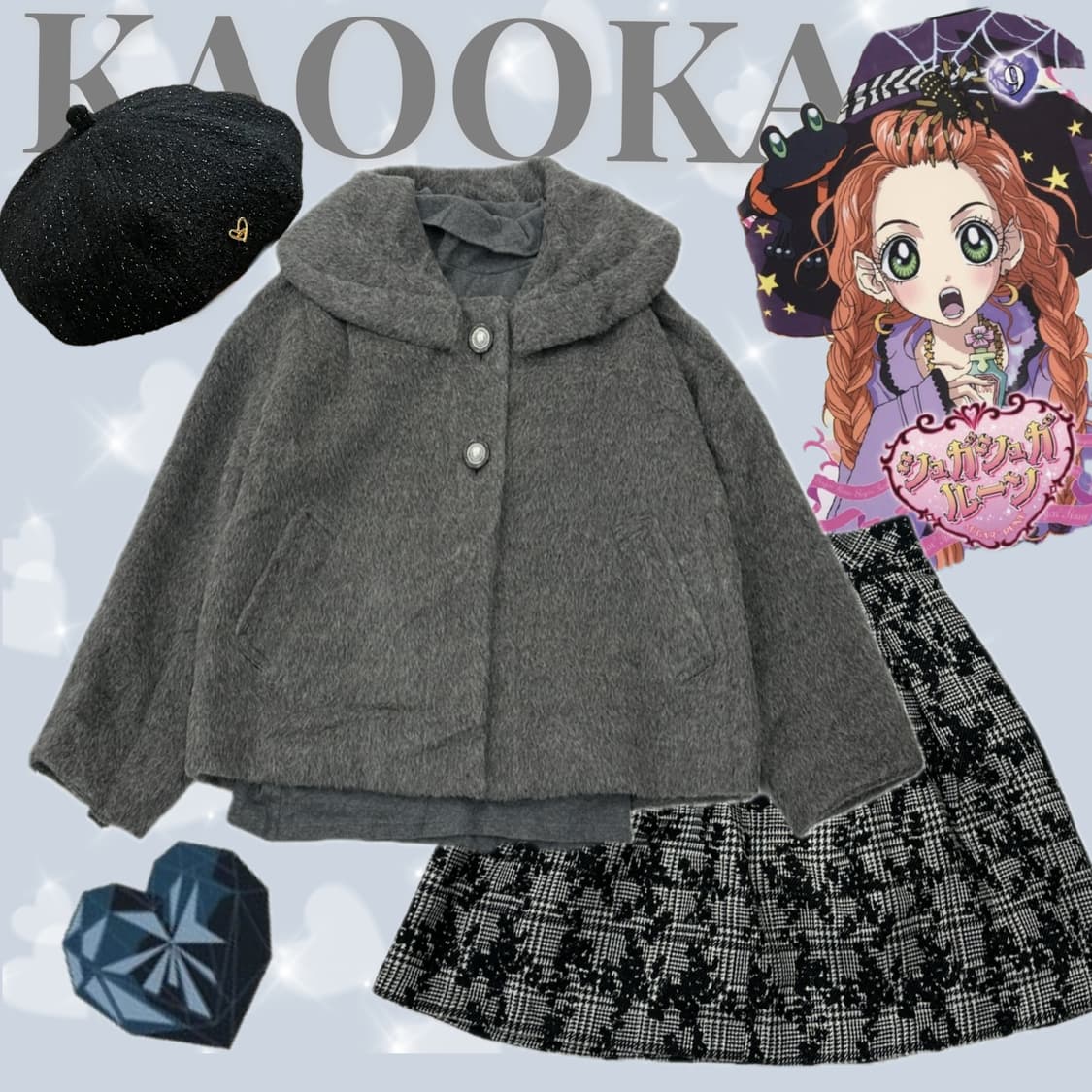 ♟️쇼콜라의 반코트 코디세트♟️고딕 버튼 블랙 마계 지뢰계 고스로리 히메 상품이미지1