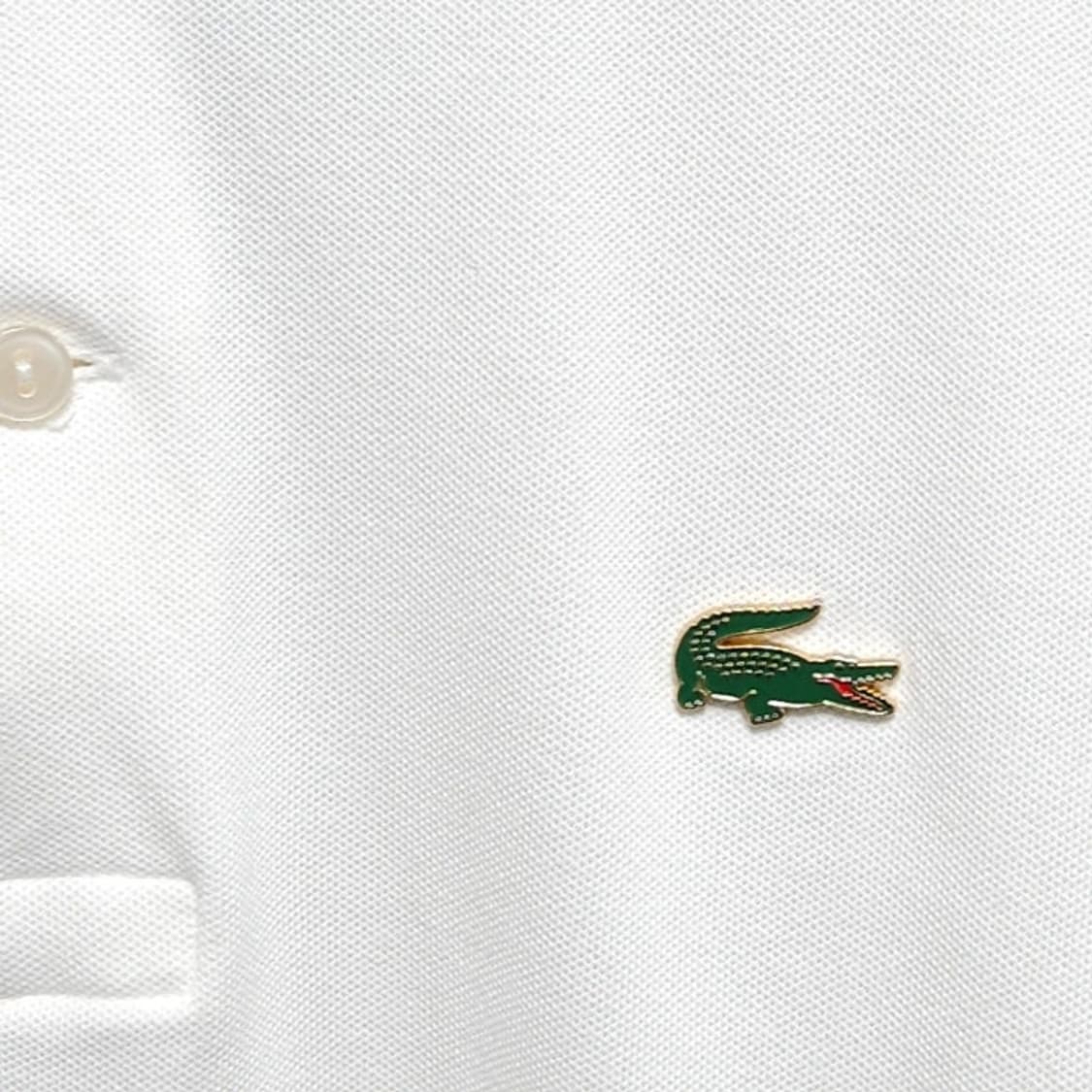 100 LACOSTE 라코스테 화이트 반팔 카라티 금장로고 상품이미지3
