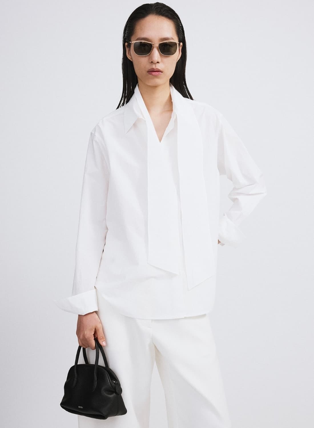 렉토 recto 스카프 셔츠_화이트 상품이미지1