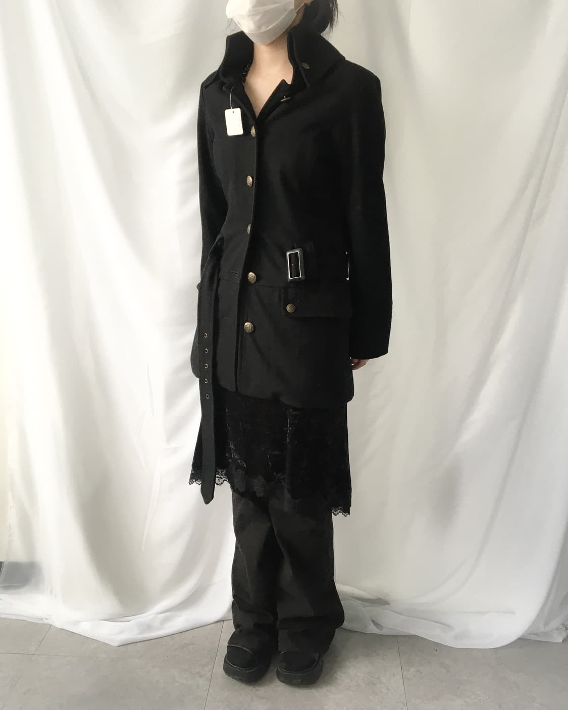 High neck belted woolen jacket 상품이미지8