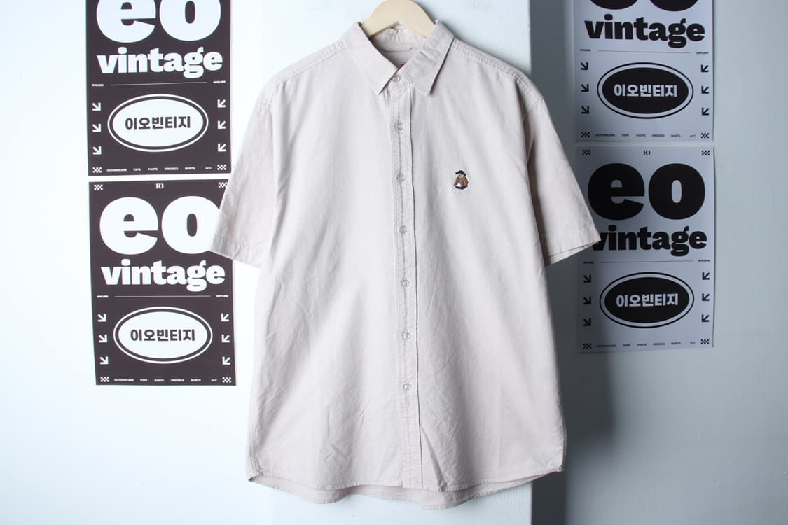 (L-XL) 스파오 반팔 카라 티셔츠 셔츠 남방 베이지 무지-H32356 상품이미지2