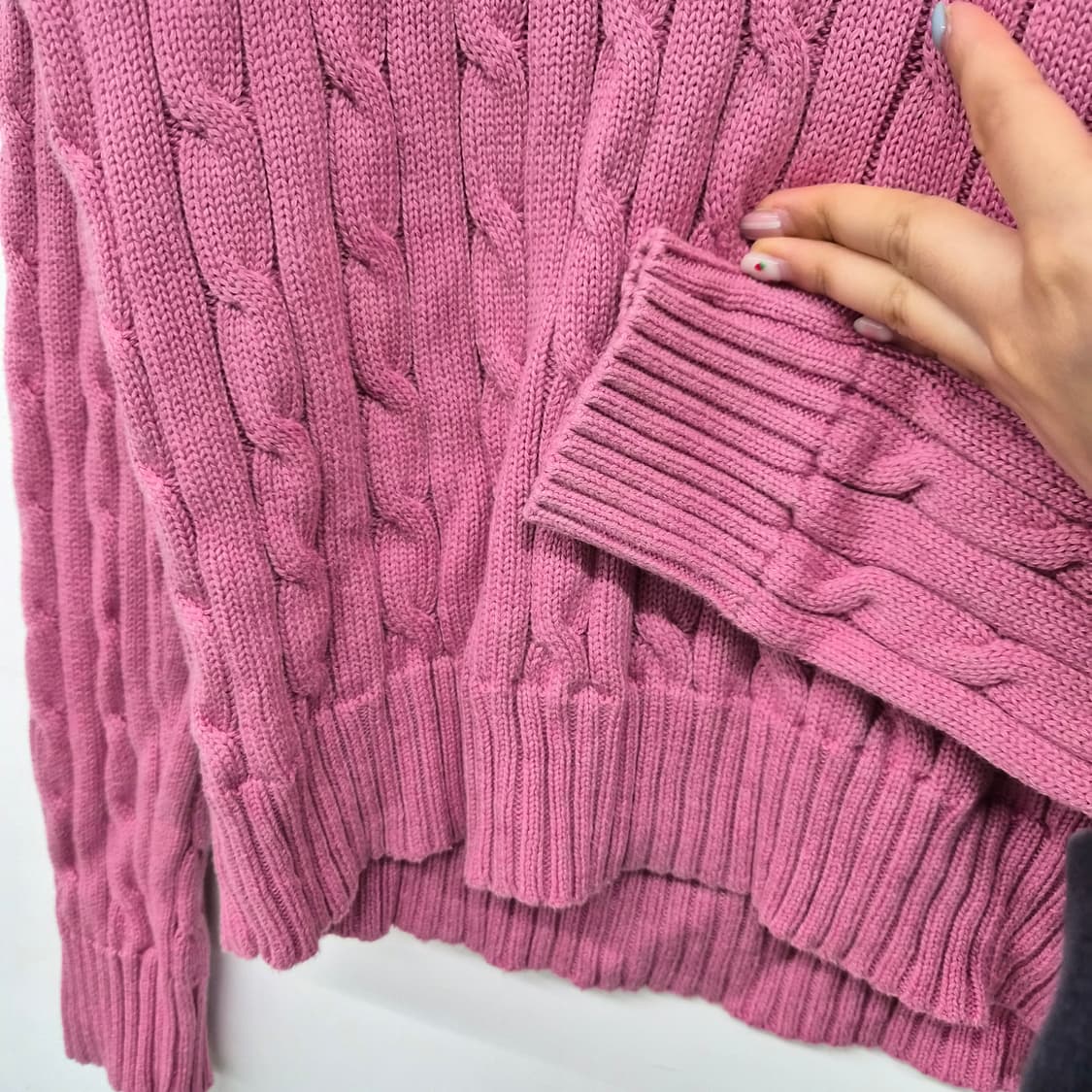 폴로 랄프로렌 핑크 브이넥 니트 여성 L 상품이미지4