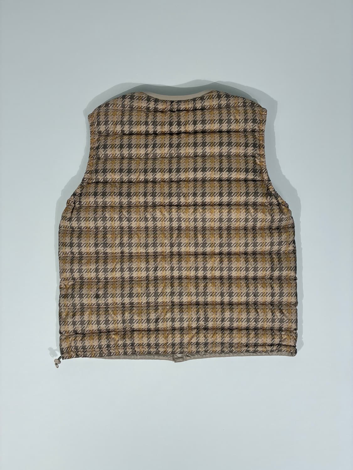 (W)DANTON 단톤 이너 다운 크루넥 베스트 베이지 체크 상품이미지4