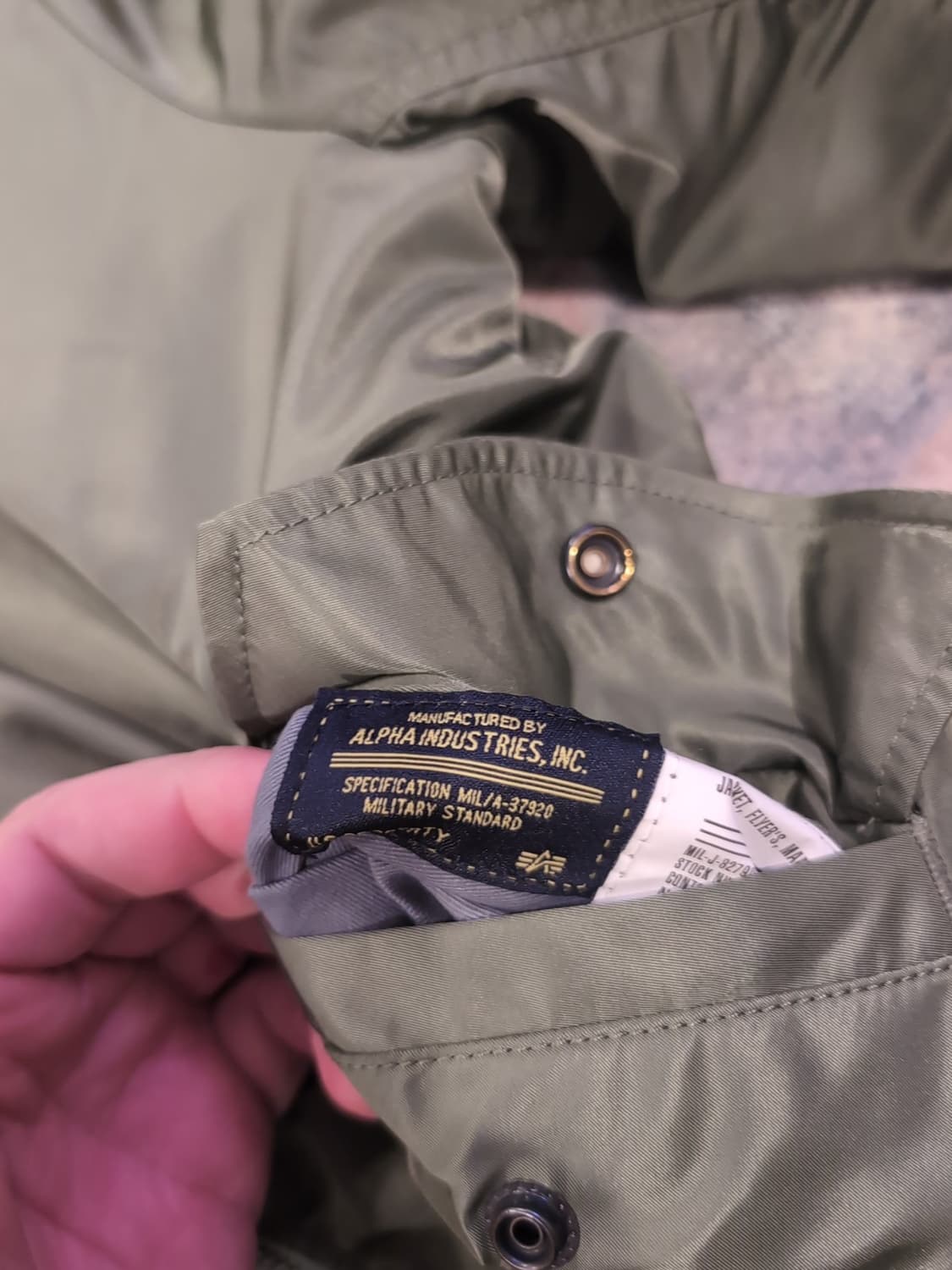 80s 미공군 납품용 알파인더스트리 MA-1 플라이트자켓 세이지 상품이미지2