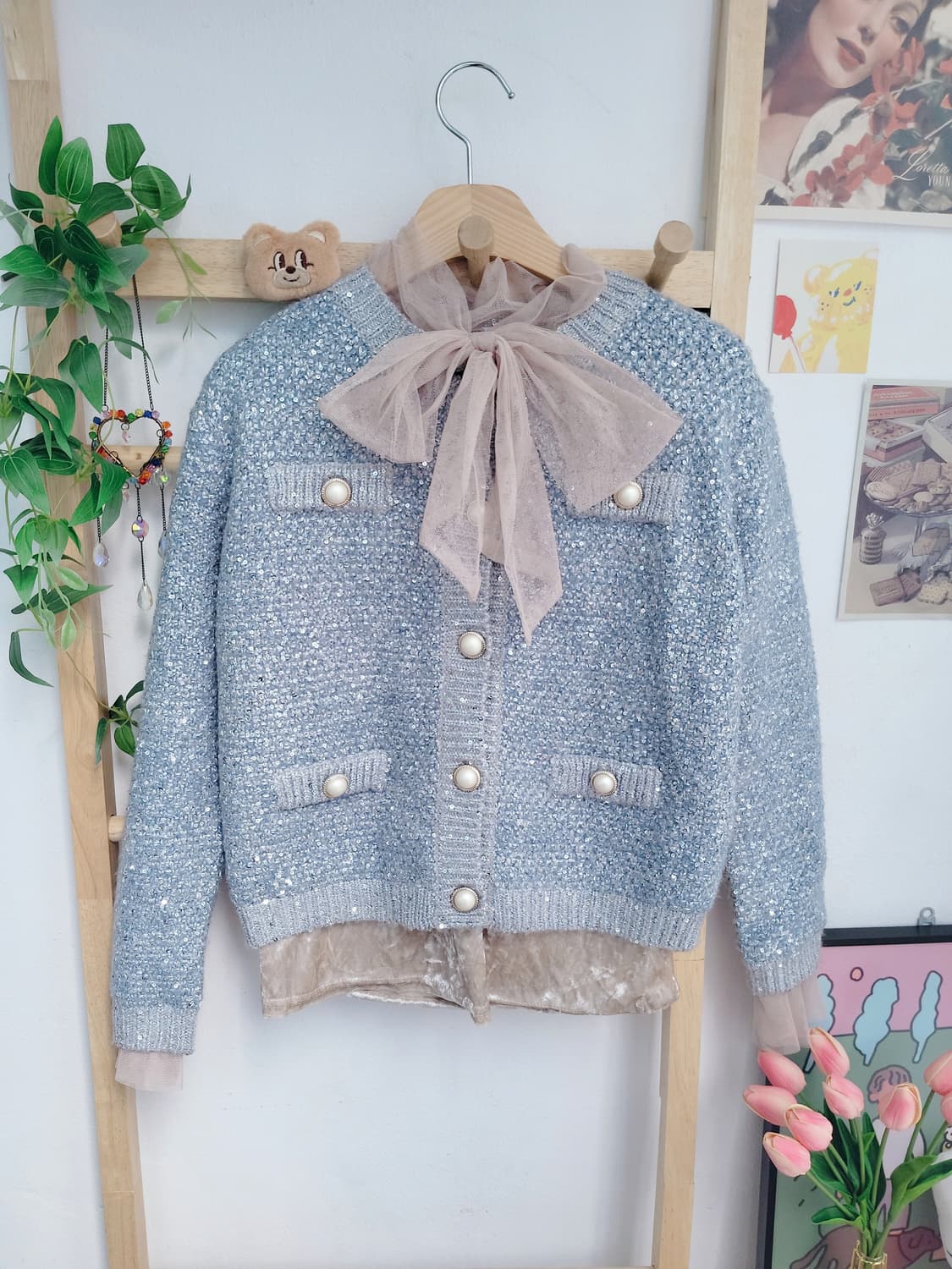 마리끌레르 스팽글 트위드 가디건 상품이미지1