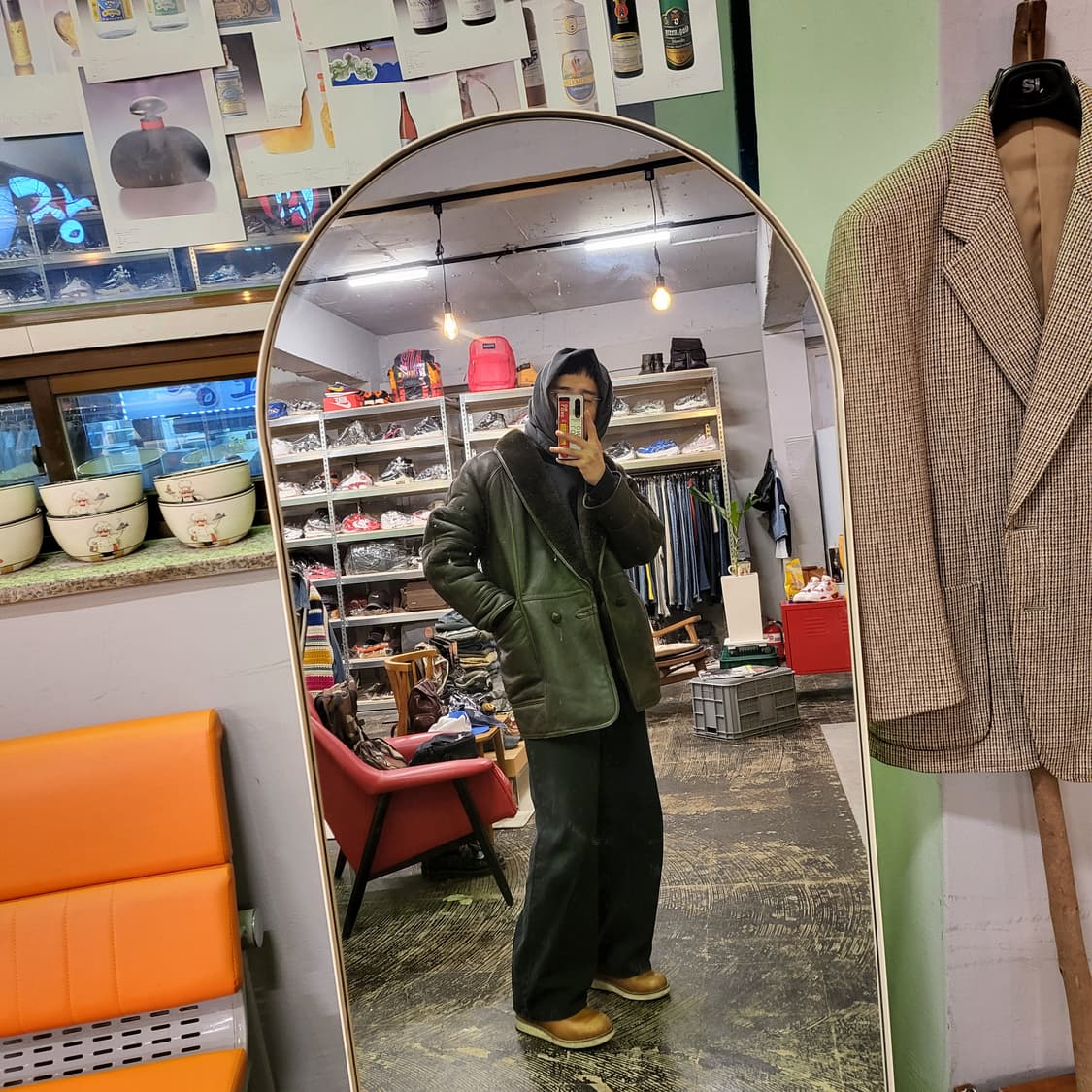 리얼 레더 무스탕 자켓 (L) 상품이미지9