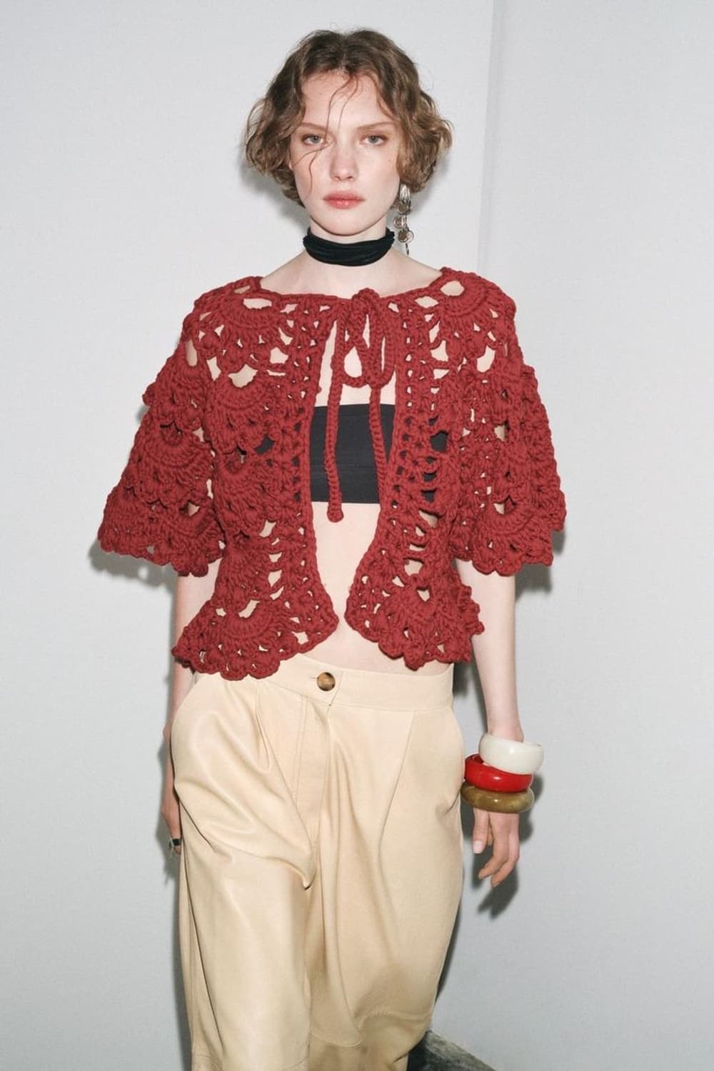 M(KR 66) 자라 크로셰 니트 케이프 재킷 상품이미지1