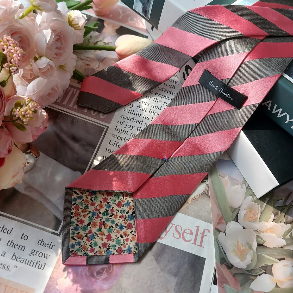 폴스미스 실크 핑크 스트라이프 넥타이 9cm A+등급 E862 상품이미지5