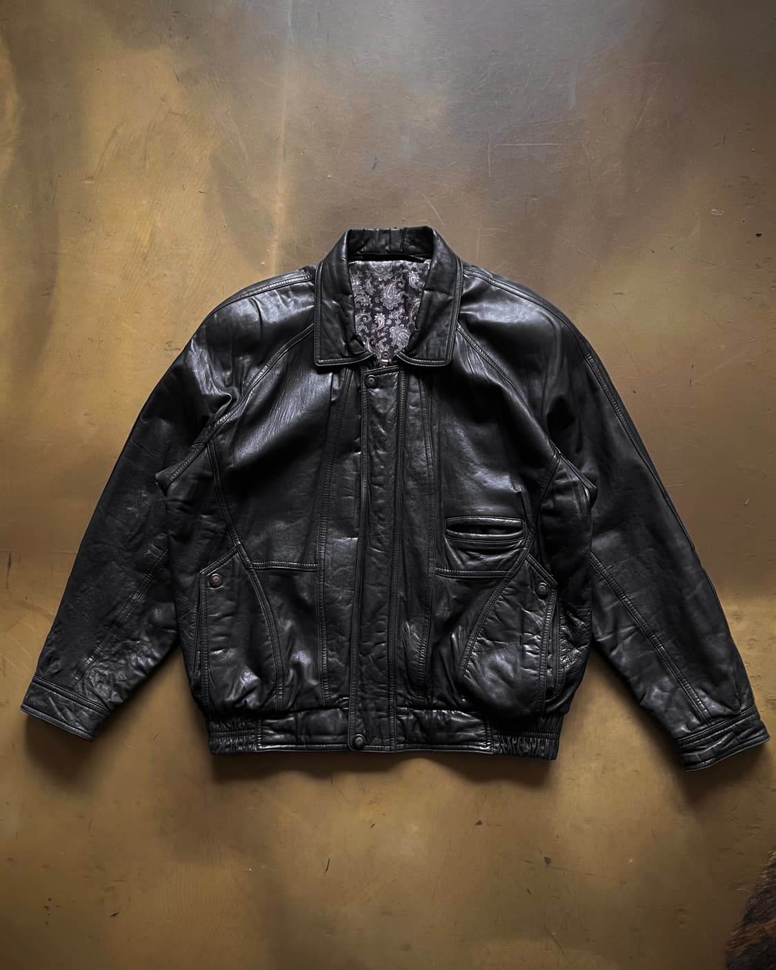 1990s Real Lambskin Leather Bomber JK 상품이미지3