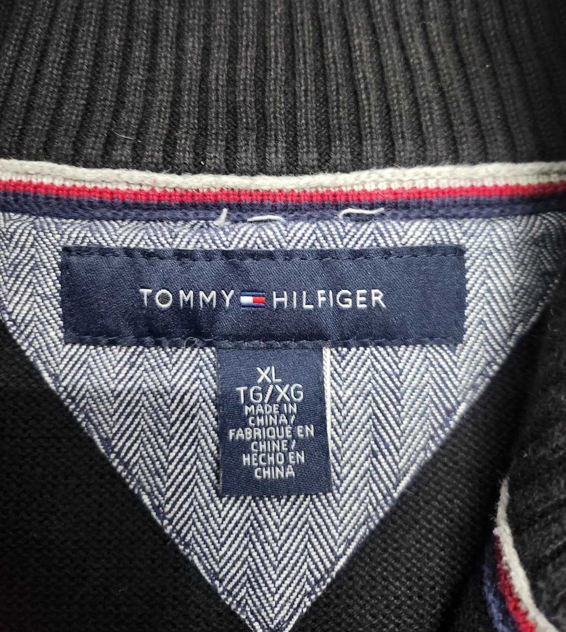타미힐피거 블랙 하프넥 니트 XL 상품이미지4