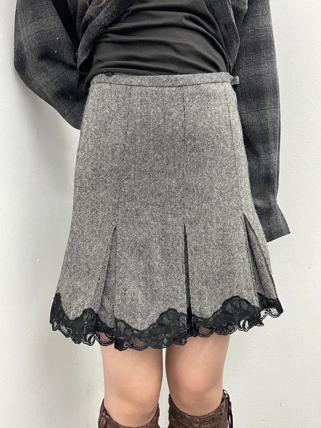 울 플리츠 레이스 스커트 상품이미지7