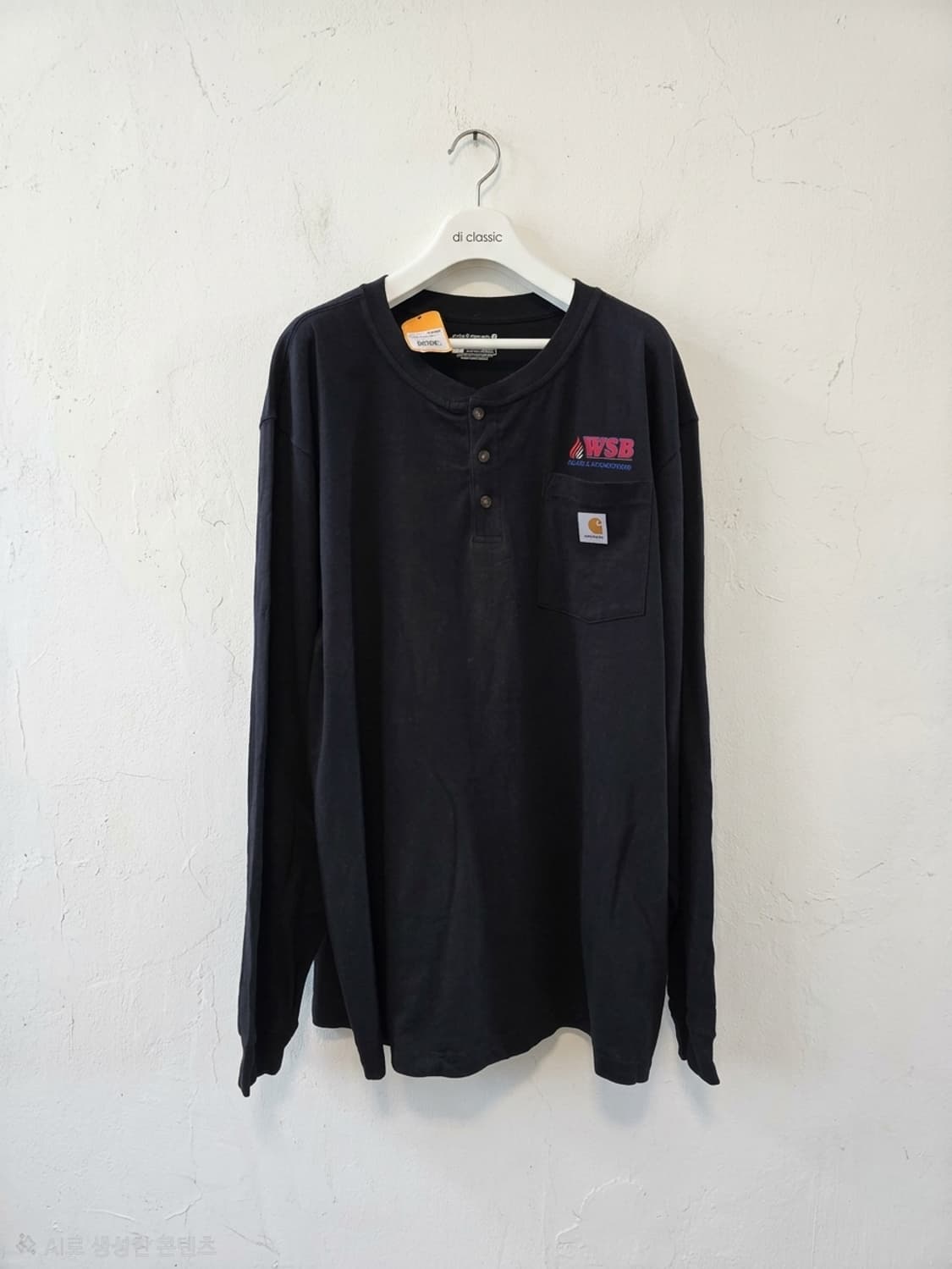 칼하트 블랙 헨리넥 루즈핏 긴팔티셔츠 XL 상품이미지1