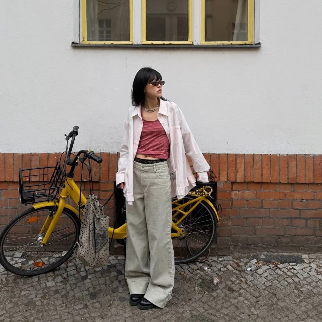 럭키슈에뜨 와이드 다잉 데님 팬츠 라이트베이지 상품이미지4