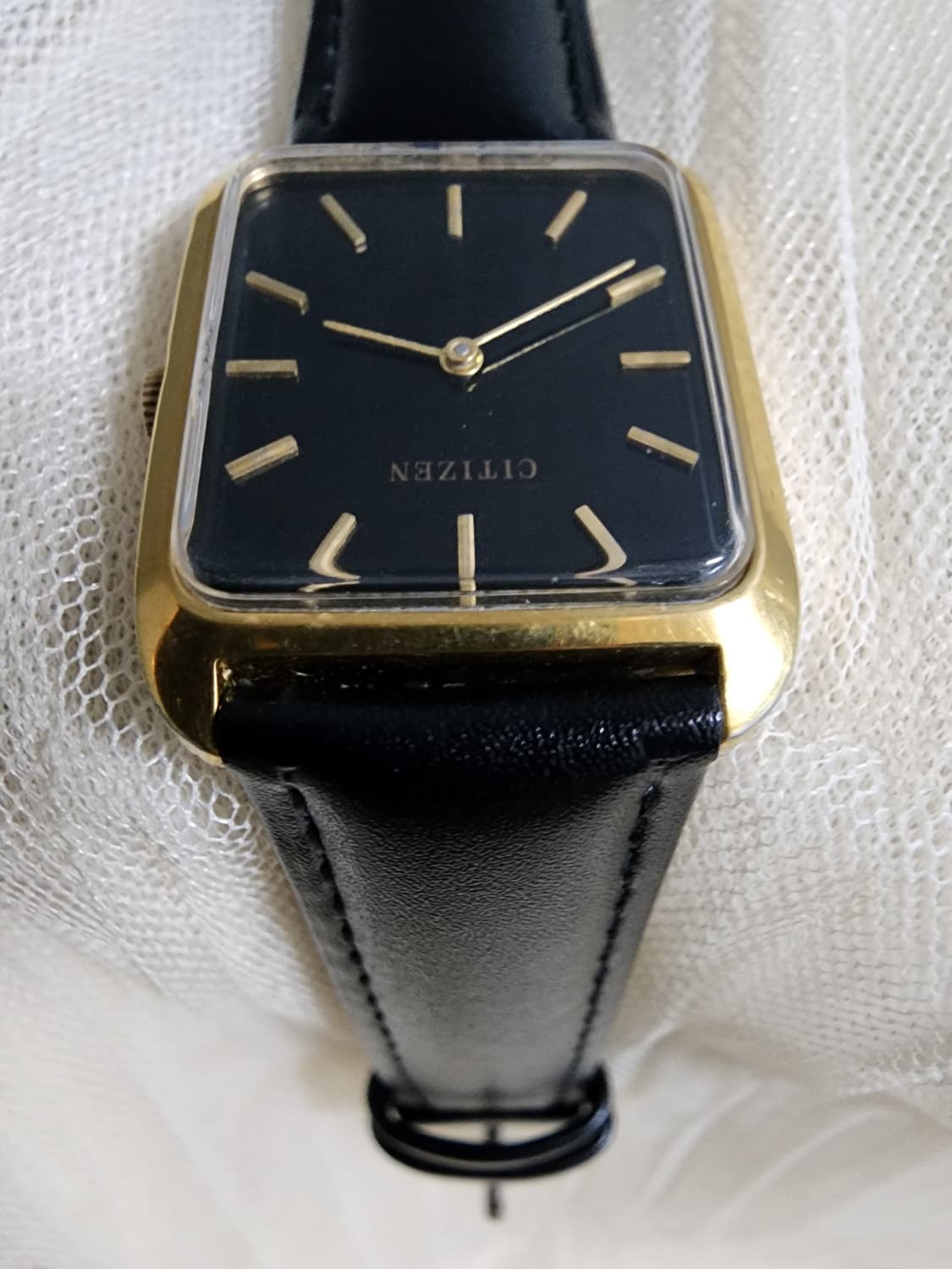 70's 빈티지 시티즌 블랙다이얼 사각 금장 수동 시계 공용 상품이미지7