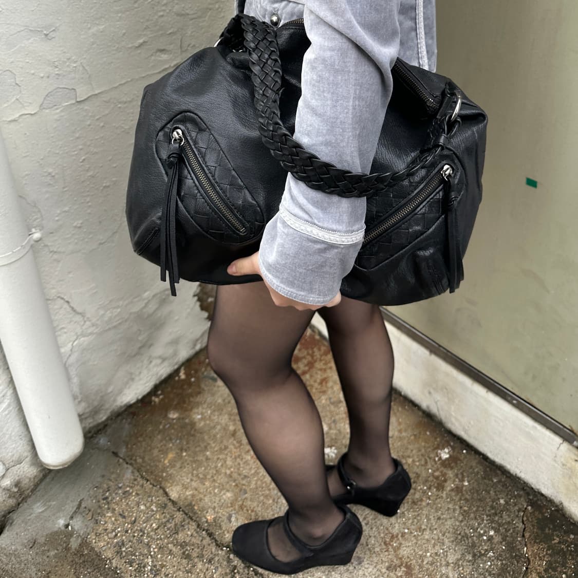 00s 브레이드 디테일 가죽 빅 숄더백 상품이미지10