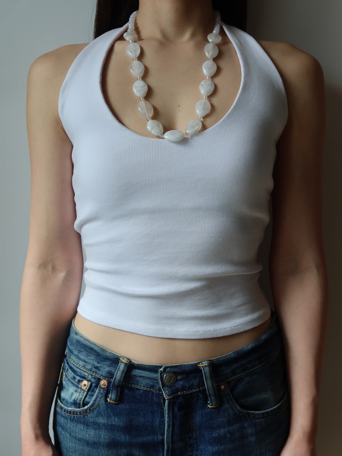 milky marble bead necklace 상품이미지2