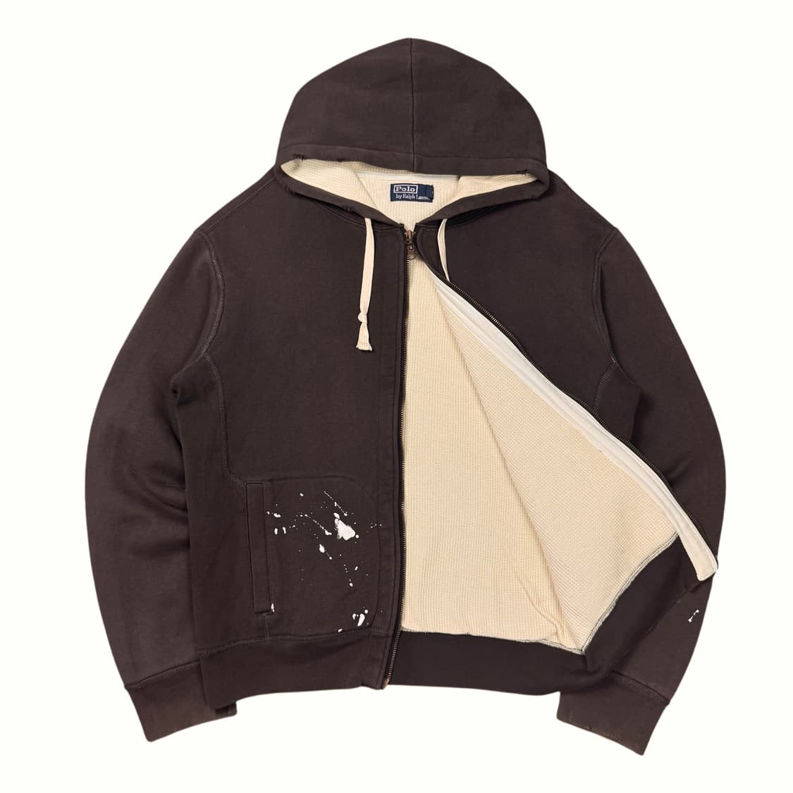 (XL) 폴로 랄프로렌 디스트로이드 페인팅 투웨이 후드집업 브라운 상품이미지3