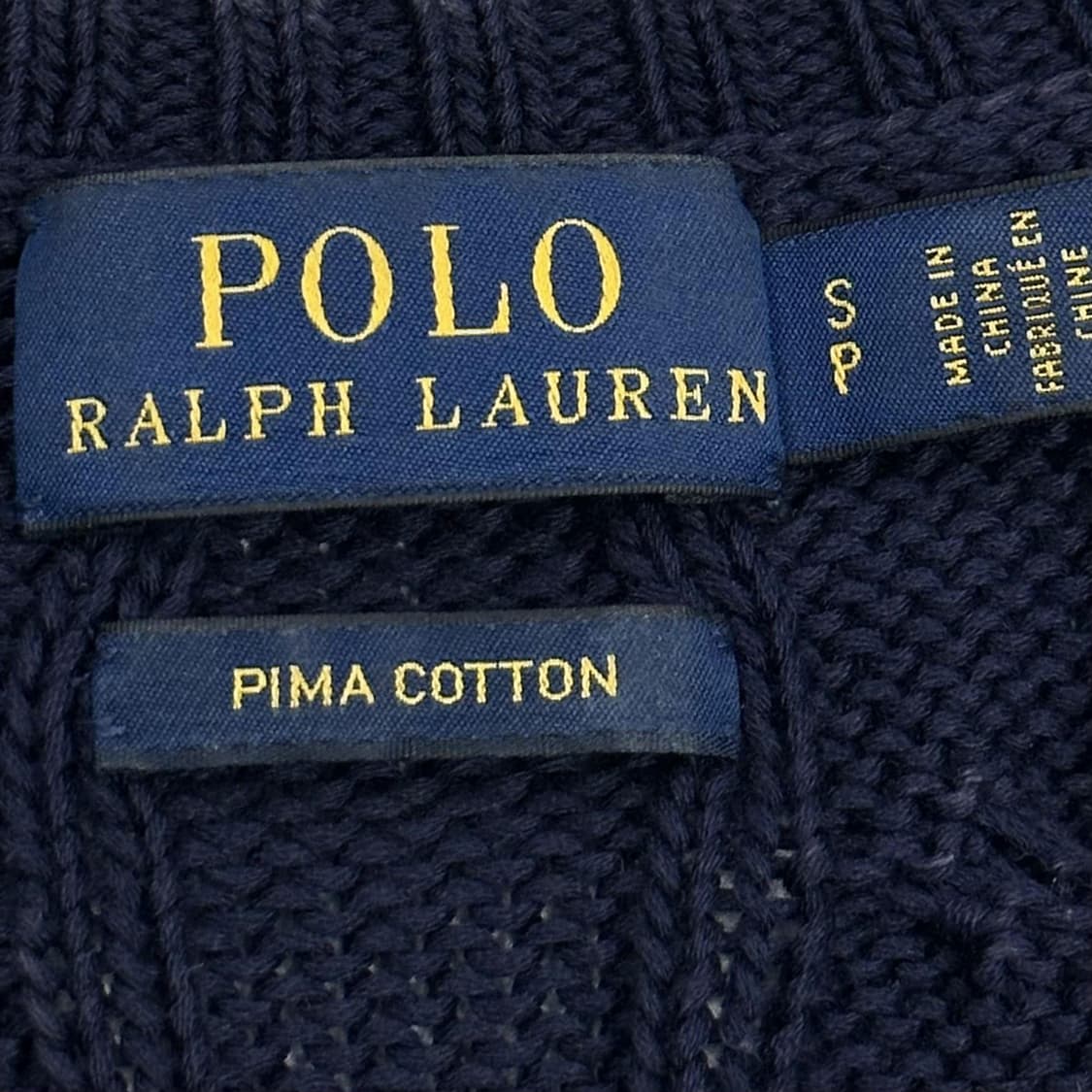 폴로 랄프로렌 클래식 피마코튼 브이넥 케이블 니트 네이비 여성S 상품이미지4