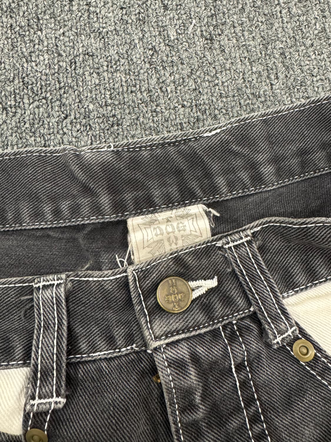 M)도그타운 빈티지 사이드 포켓 흑청 힙합 데님 팬츠 상품이미지4