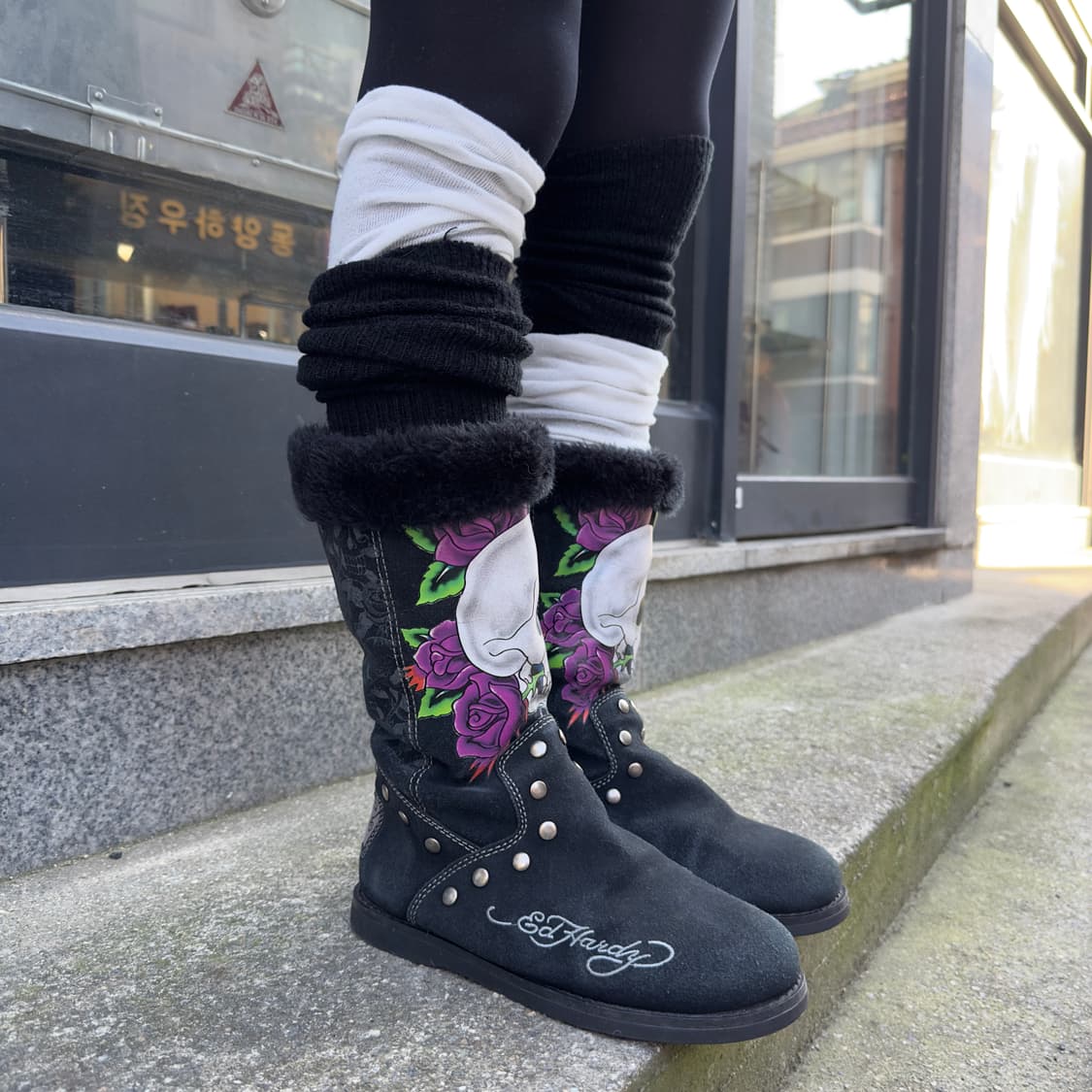 00s 레어 에드하디 스웨이드 스컬 타투 부츠 상품이미지6