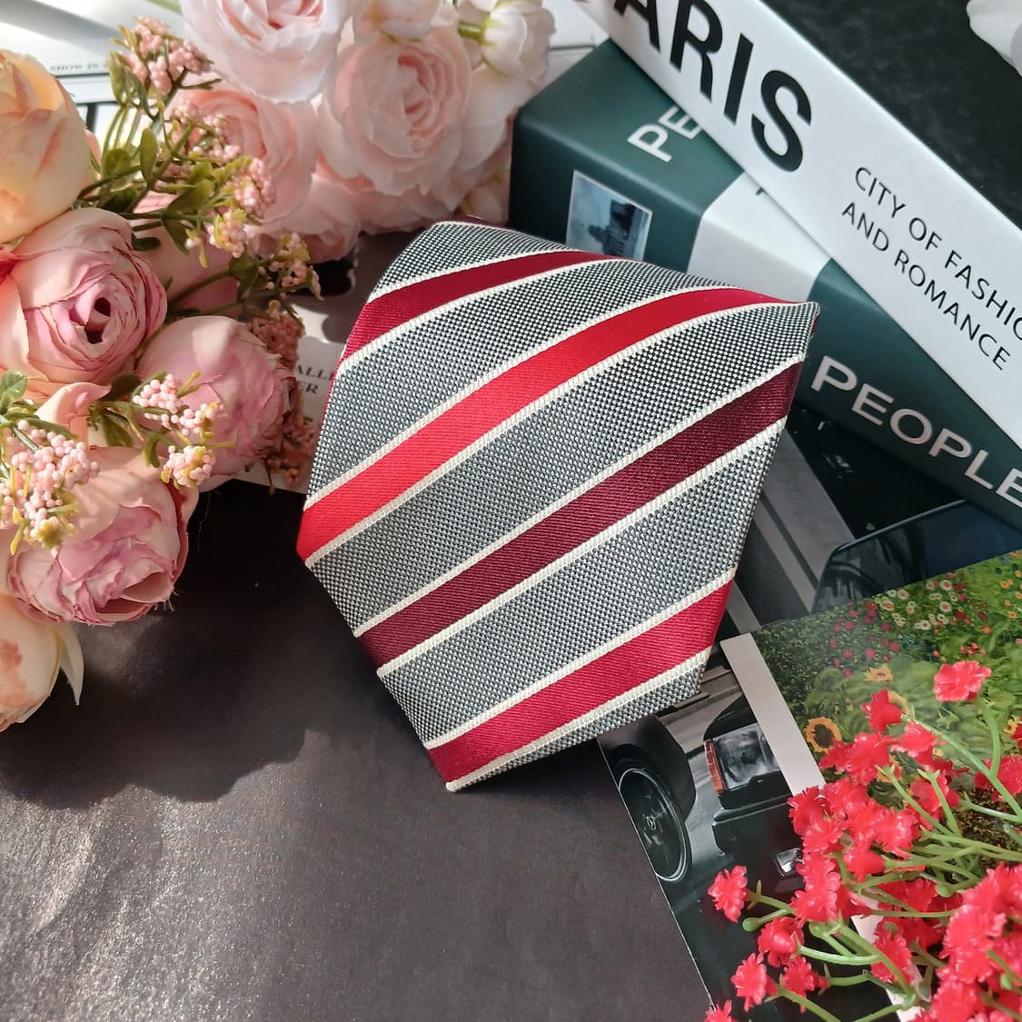 알테아 실크 그레이 스트라이프 넥타이 8.7cm A+등급 G12 상품이미지4